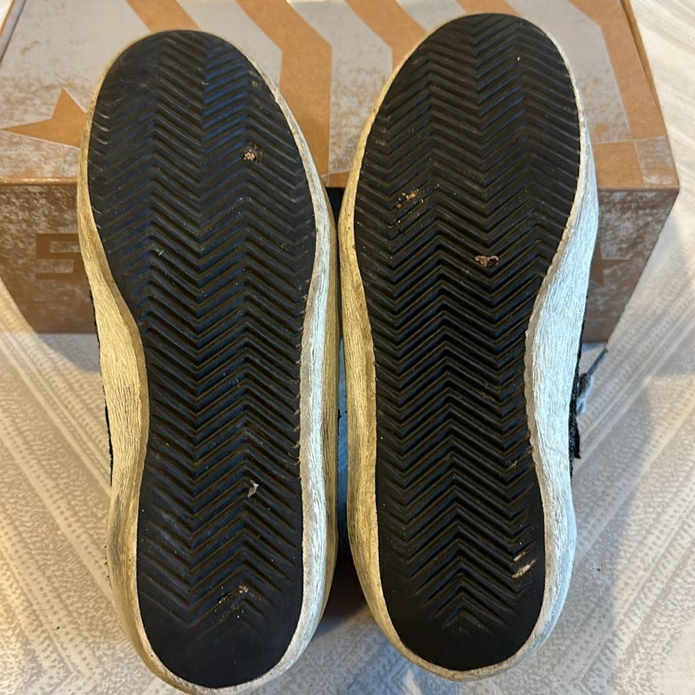Golden Goose Mid Star Black Glitter and Silver Star Sneakers - Size 37 - Picture 7 of 12